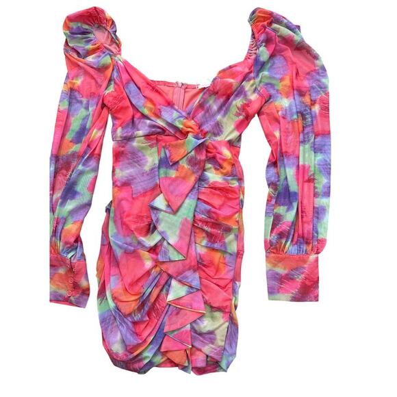 NWT Luxxel Pink Purple V-neckline Penelope Draped Mini Dress Size Large - Picture 3 of 12